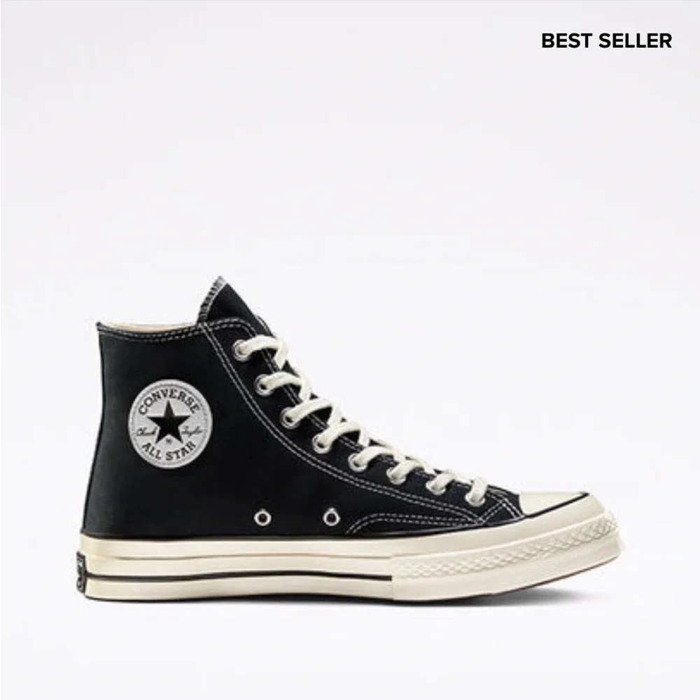 Converse Black and Cream Chuck Taylor All Star High Top Sneakers - Picture 3 of 10
